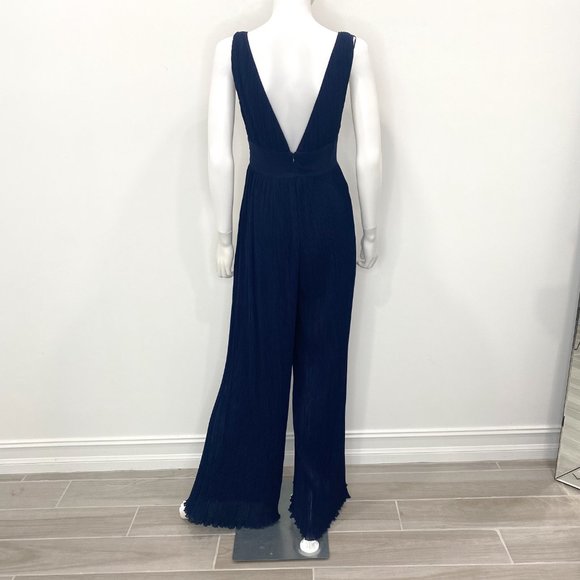 Misha Collection Larissa Pantsuit Deep V-Back Sleeveless Pleated Jumpsuit Size 6 - Picture 5 of 16